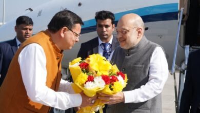 Union Home and Cooperation Minister Amit Shah arrives in Uttarakhand, welcomed by Chief Minister Pushkar Singh Dhami