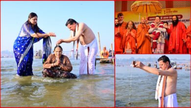 Uttarakhand Chief Minister Pushkar Singh Dhami took a holy dip in Prayagraj Maha Kumbh, took blessings from the saints
