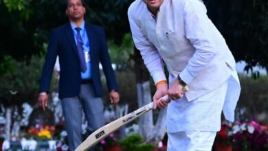 CM Dhami promotes Fit India Movement, plays cricket with his son