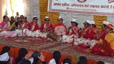A grand festival of colours was organised for the first time in Ranikhet, women's groups took out a procession