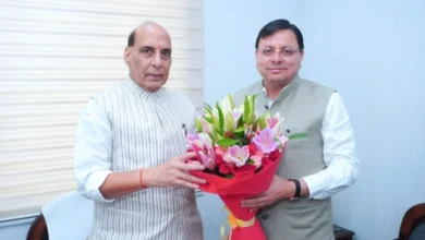 CM Pushkar Singh Dhami on Delhi tour, met Defense Minister Rajnath Singh