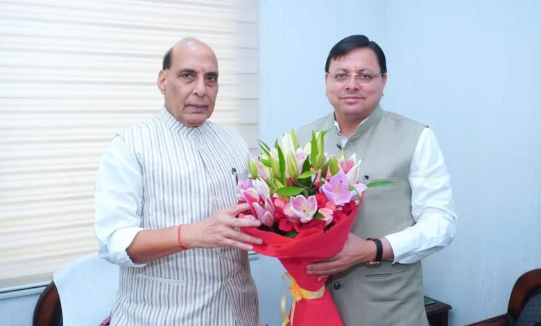 CM Pushkar Singh Dhami on Delhi tour, met Defense Minister Rajnath Singh