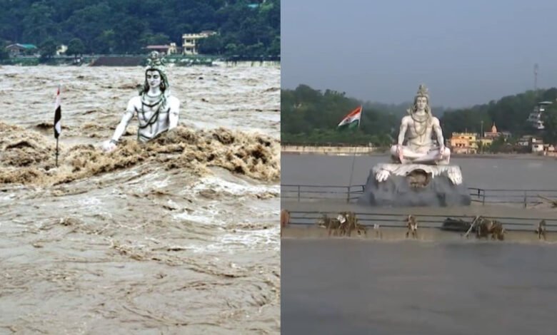 Heavy rains cause the fury of the Ganges, Triveni Ghat and Parmarth Niketan in Rishikesh submerged