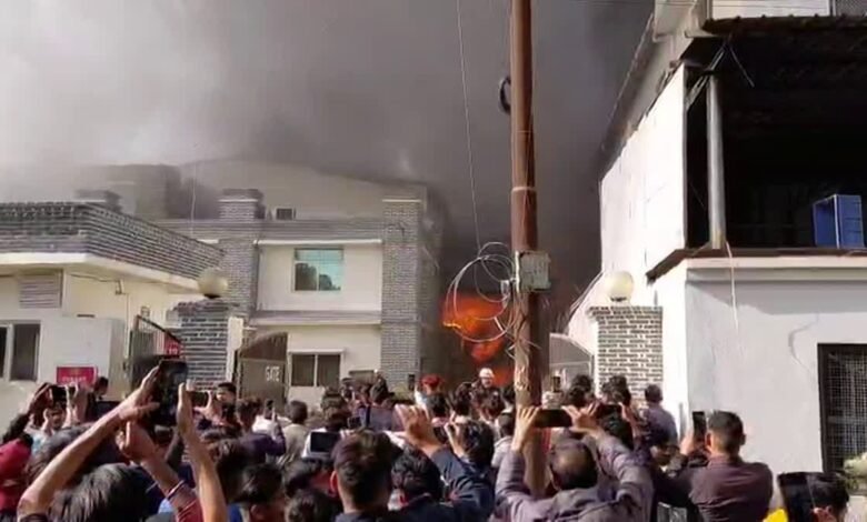 A massive fire broke out at a perfume factory in the Selaqui industrial area, causing panic.