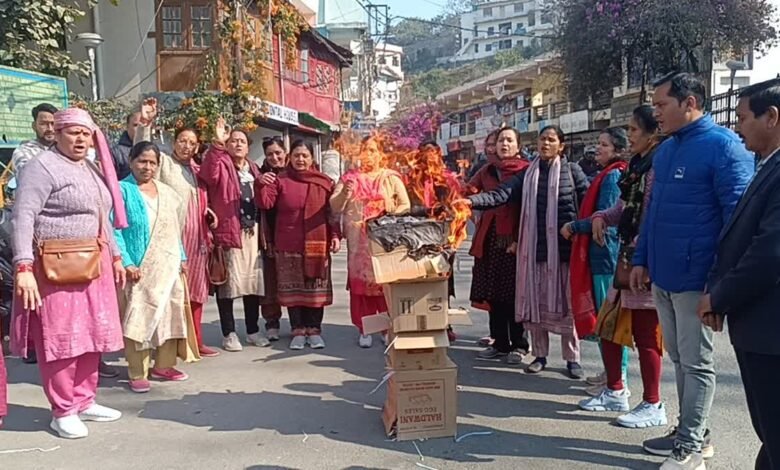 Outrage over women's honor in Almora; the Women's Congress burned an effigy in protest against the statement made by the minister's husband.