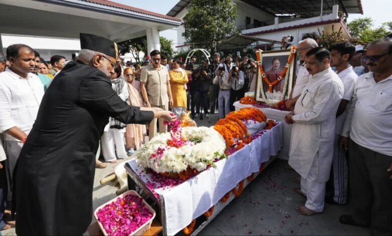 BC Khanduri Death: Vice President CP Radhakrishnan pays final tributes; last rites performed at Khadkhadi Ghat in Haridwar.