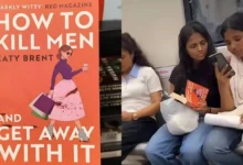 Book titled 'How to Kill Men and Get Away With It' spotted in a woman's hand on the metro; video goes viral, watched by over 19 million people.