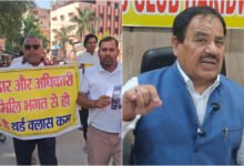 BJP councillors protest against footpath construction in Kankhal Haridwar