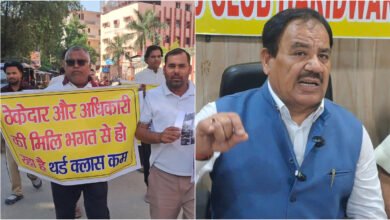 BJP councillors protest against footpath construction in Kankhal Haridwar