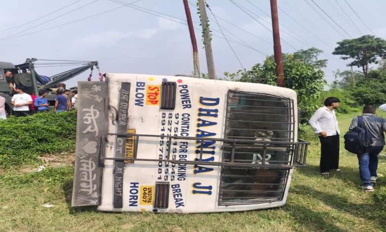 Dehradun Bus Accident as passenger bus overturns near Singhniwala on Paonta Highway