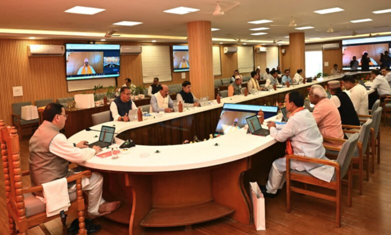 Uttarakhand CM Dhami during the cabinet meeting in Haridwar where 13 proposals were approved.
